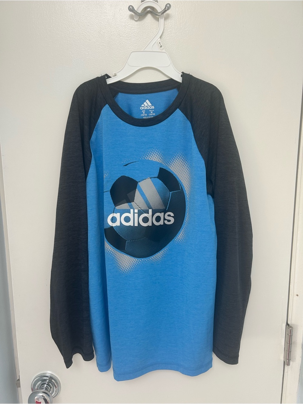 adidas Blue and Black Long Sleeve Soccer Tee - Climalite